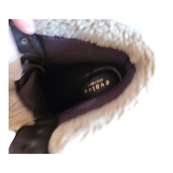 Evolve by Easy Spirit Everett Suede Faux Fur Ankle Wedge Boots in Brown Size 10W - Picture 5 of 7